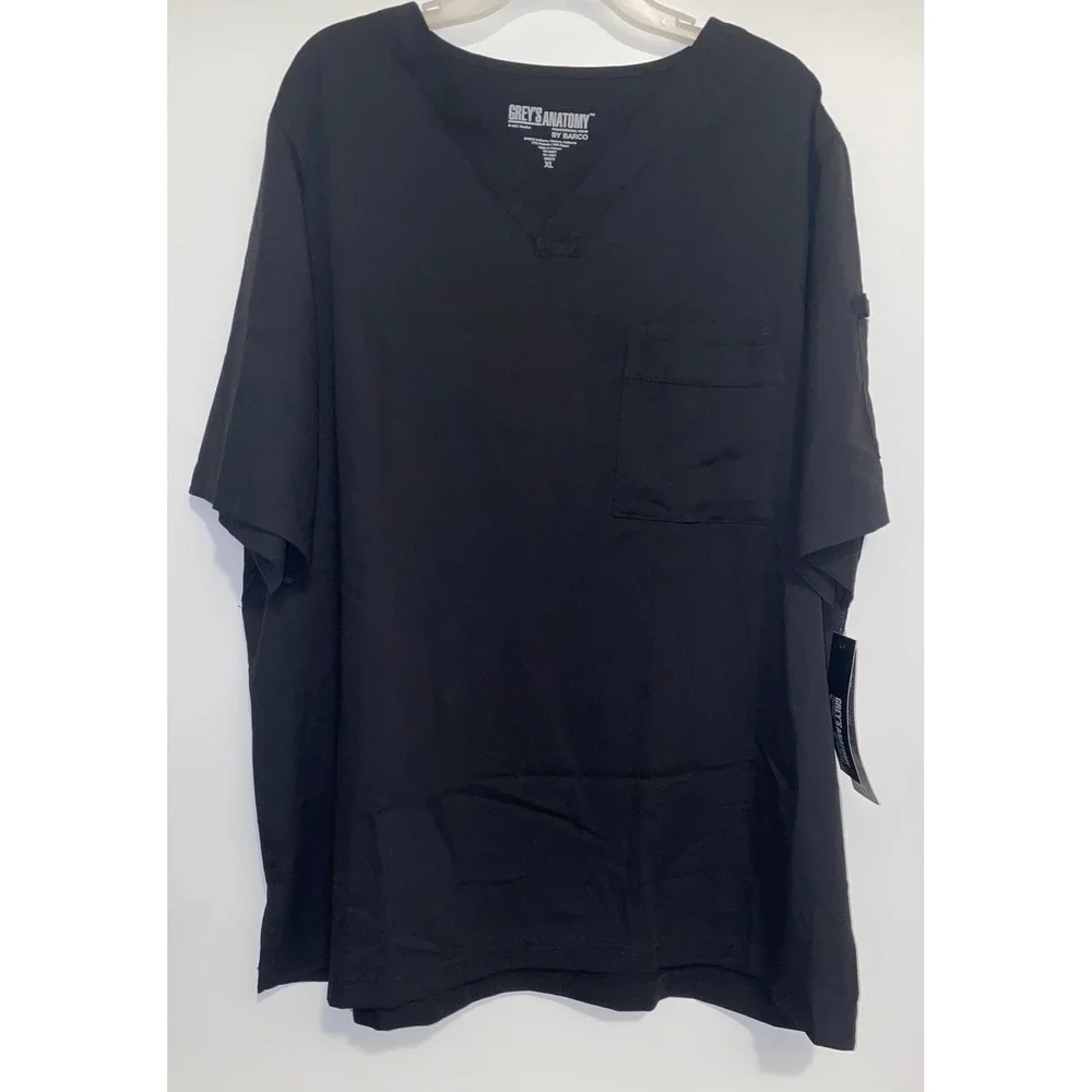 Greys Anatomy by Barco Mens Scrub Top Black V-Neck Pocket XL GVS506